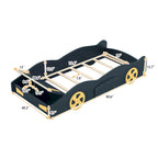 Cama de coche de carreras negra/azul oscuro con almacenamiento – Individual/Matrimonial, para 1 persona