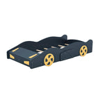 Cama de coche de carreras negra/azul oscuro con almacenamiento – Individual/Matrimonial, para 1 persona