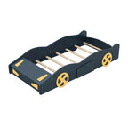 Cama de coche de carreras negra/azul oscuro con almacenamiento – Individual/Matrimonial, para 1 persona