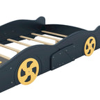 Cama de coche de carreras negra/azul oscuro con almacenamiento – Individual/Matrimonial, para 1 persona