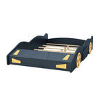 Cama de coche de carreras negra/azul oscuro con almacenamiento – Individual/Matrimonial, para 1 persona
