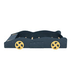 Cama de coche de carreras negra/azul oscuro con almacenamiento – Individual/Matrimonial, para 1 persona