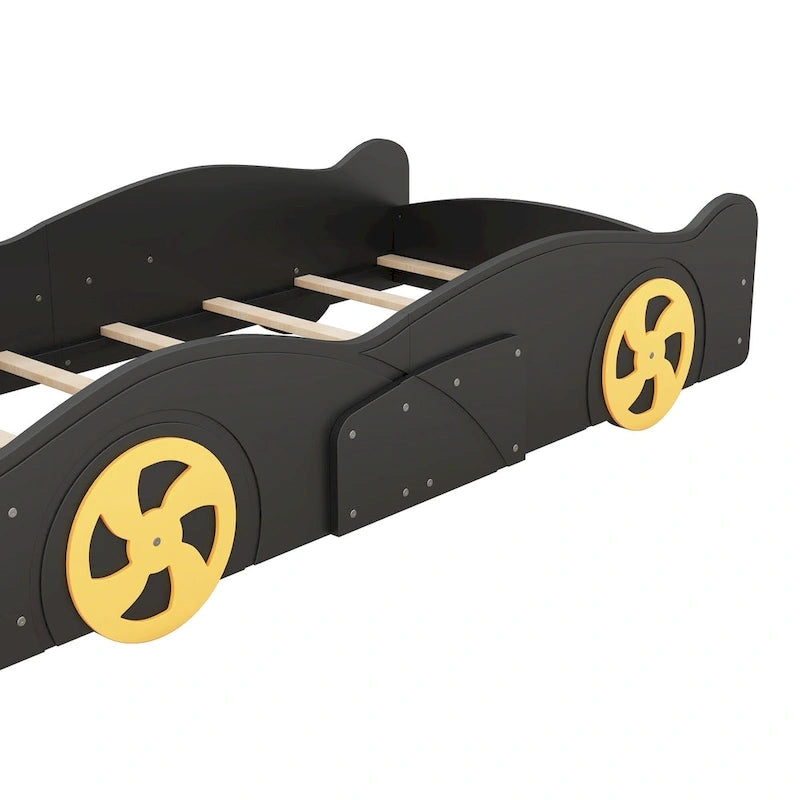 Cama de coche de carreras negra/azul oscuro con almacenamiento – Individual/Matrimonial, para 1 persona