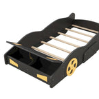 Cama de coche de carreras negra/azul oscuro con almacenamiento – Individual/Matrimonial, para 1 persona