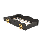 Cama de coche de carreras negra/azul oscuro con almacenamiento – Individual/Matrimonial, para 1 persona