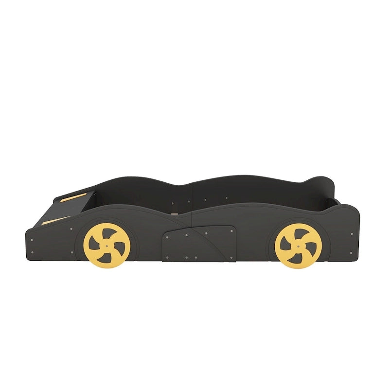 Cama de coche de carreras negra/azul oscuro con almacenamiento – Individual/Matrimonial, para 1 persona