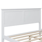 Cama doble de plataforma blanca con cabecero, madera de pino, para 2 personas