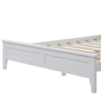 Cama doble de plataforma blanca con cabecero, madera de pino, para 2 personas
