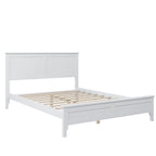 Cama doble de plataforma blanca con cabecero, madera de pino, para 2 personas