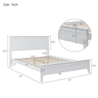Cama doble de plataforma blanca con cabecero, madera de pino, para 2 personas