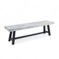 Banco de comedor rectangular de madera de acacia gris/blanco, 2 personas