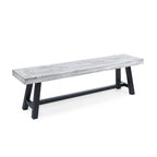 Banco de comedor rectangular de madera de acacia gris/blanco, 2 personas