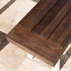 Banco de comedor rectangular de madera de acacia gris/blanco, 2 personas
