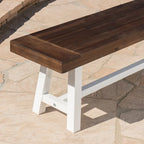 Banco de comedor rectangular de madera de acacia gris/blanco, 2 personas