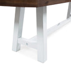 Banco de comedor rectangular de madera de acacia gris/blanco, 2 personas