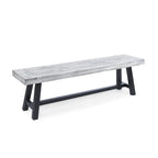 Banco de comedor rectangular de madera de acacia gris/blanco, 2 personas