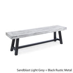 Banco de comedor rectangular de madera de acacia gris/blanco, 2 personas