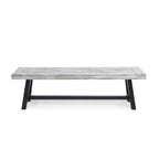 Banco de comedor rectangular de madera de acacia gris/blanco, 2 personas