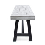 Banco de comedor rectangular de madera de acacia gris/blanco, 2 personas
