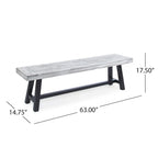 Banco de comedor rectangular de madera de acacia gris/blanco, 2 personas