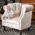 Sillón Club de Terciopelo – Champaña / Verde / Aguamarina, Asiento Individual, Brazos Tapizados