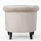 Sillón Club de Terciopelo – Champaña / Verde / Aguamarina, Asiento Individual, Brazos Tapizados