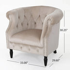 Sillón Club de Terciopelo – Champaña / Verde / Aguamarina, Asiento Individual, Brazos Tapizados