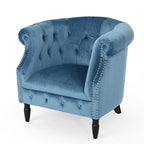 Sillón Club de Terciopelo – Champaña / Verde / Aguamarina, Asiento Individual, Brazos Tapizados
