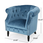 Sillón Club de Terciopelo – Champaña / Verde / Aguamarina, Asiento Individual, Brazos Tapizados