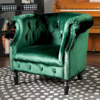 Sillón Club de Terciopelo – Champaña / Verde / Aguamarina, Asiento Individual, Brazos Tapizados