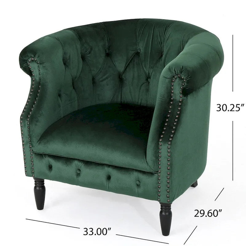Sillón Club de Terciopelo – Champaña / Verde / Aguamarina, Asiento Individual, Brazos Tapizados
