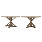 Mesa de comedor redonda rústica marrón, pedestal con base en X, para 4 a 8 personas