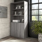 Estantería alta de 5 estantes con puertas – Gris platino / Nogal moderno / Gris tormenta / Nogal negro / Blanco