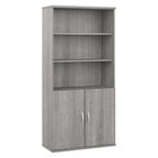 Estantería alta de 5 estantes con puertas – Gris platino / Nogal moderno / Gris tormenta / Nogal negro / Blanco