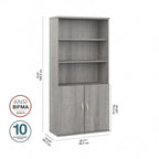 Estantería alta de 5 estantes con puertas – Gris platino / Nogal moderno / Gris tormenta / Nogal negro / Blanco