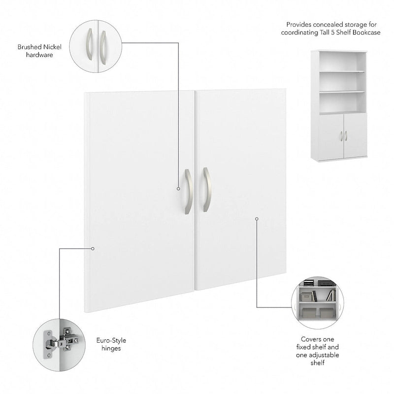 Estantería alta de 5 estantes con puertas – Gris platino / Nogal moderno / Gris tormenta / Nogal negro / Blanco