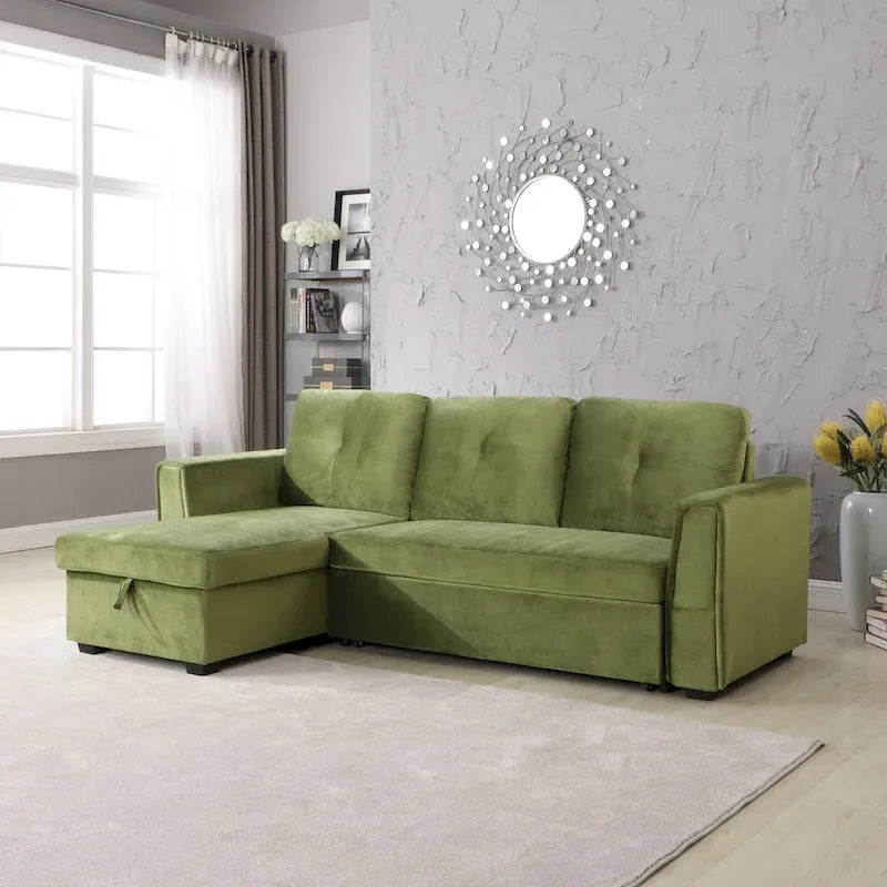 Sofá seccional chaise de almacenamiento en forma de L, rojo/beige/gris/azul/rosa/verde, para 2-3 personas