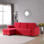 Sofá seccional chaise de almacenamiento en forma de L, rojo/beige/gris/azul/rosa/verde, para 2-3 personas
