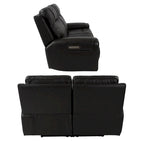 Sofá de dos plazas reclinable eléctrico de cuero de grano superior color carbón/marrón claro
