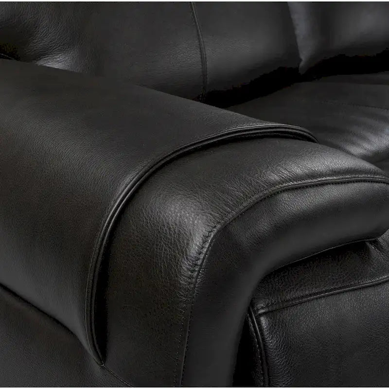 Sofá de dos plazas reclinable eléctrico de cuero de grano superior color carbón/marrón claro