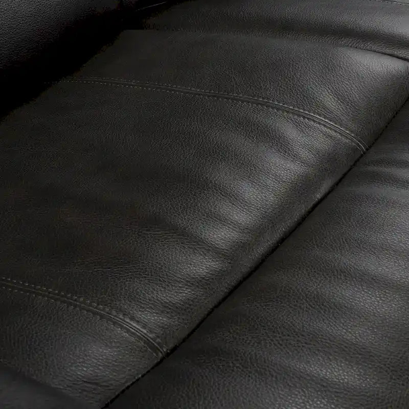 Sofá de dos plazas reclinable eléctrico de cuero de grano superior color carbón/marrón claro