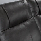 Sofá de dos plazas reclinable eléctrico de cuero de grano superior color carbón/marrón claro