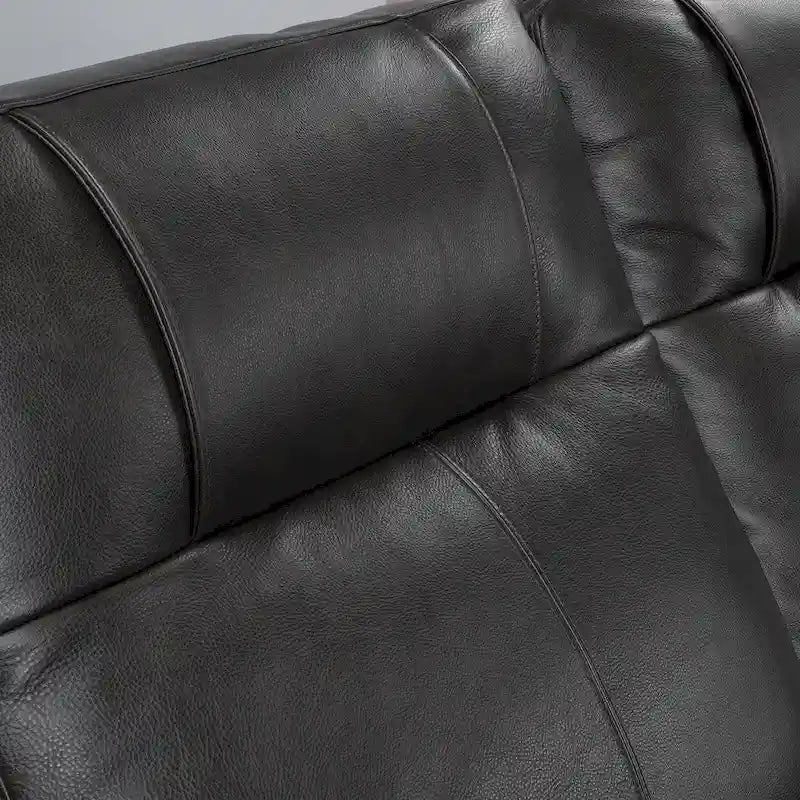 Sofá de dos plazas reclinable eléctrico de cuero de grano superior color carbón/marrón claro