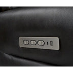 Sofá de dos plazas reclinable eléctrico de cuero de grano superior color carbón/marrón claro