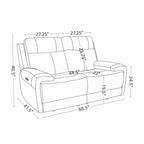Sofá de dos plazas reclinable eléctrico de cuero de grano superior color carbón/marrón claro