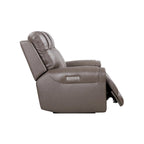 Sofá de dos plazas reclinable eléctrico de cuero de grano superior color carbón/marrón claro