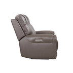 Sofá de dos plazas reclinable eléctrico de cuero de grano superior color carbón/marrón claro