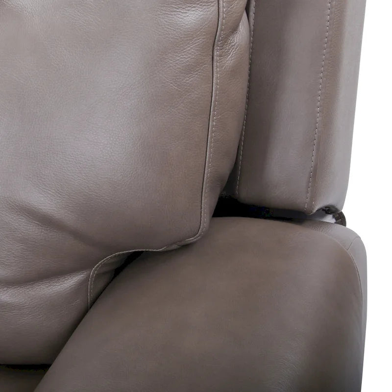 Sofá de dos plazas reclinable eléctrico de cuero de grano superior color carbón/marrón claro