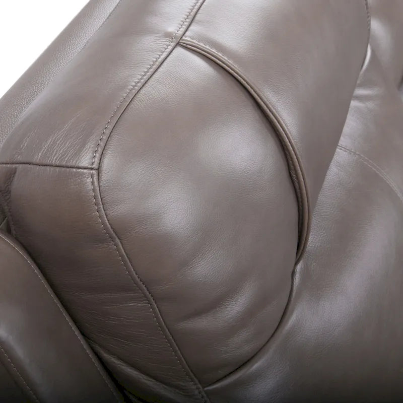 Sofá de dos plazas reclinable eléctrico de cuero de grano superior color carbón/marrón claro