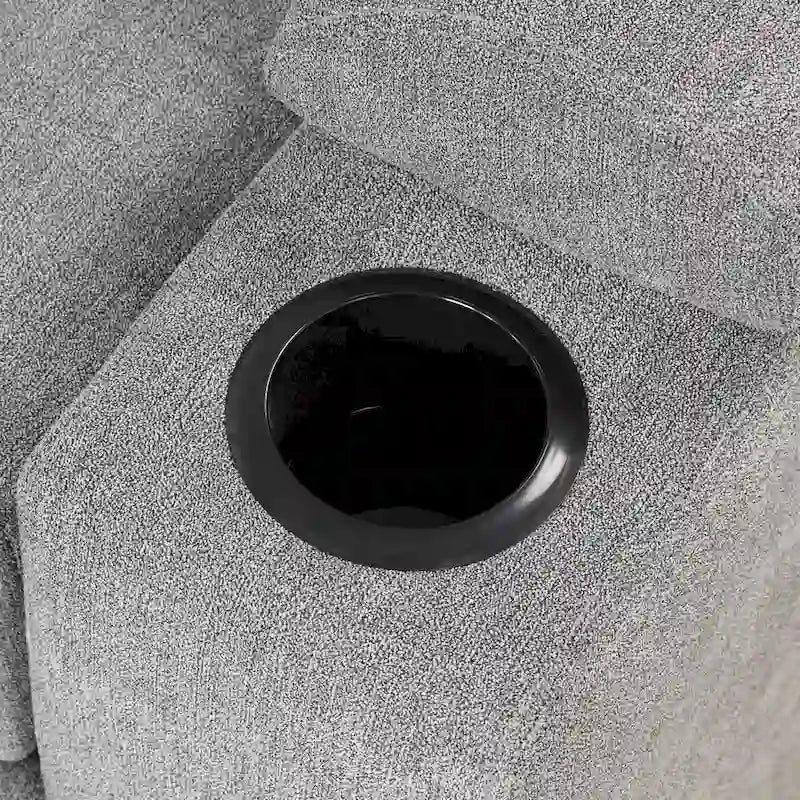Sofá cama esquinero beige/gris con otomana de almacenamiento, 2 plazas